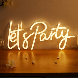 LED Neon Sign Let's Party 5V USB Power Supply, Plug-in Neon Light Sign For Bar Bedroom Party Decor