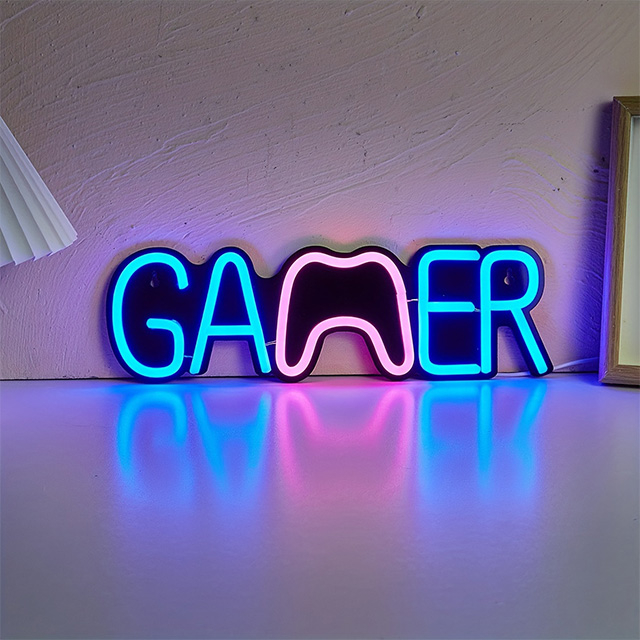 Gamer LED Neon Sign Black Backboard Game Neon Sign for Gamer Room Decor Gaming Neon Sign for Teen Boy Room Decor Gifts for Men Boys Girls Children