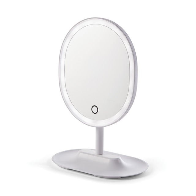 LED Mirror with Magnetic Mini Mirror, Cosmetic LED Makeup Tabletop Mirror with 5X Magnifying Mini Mirror, 3 Color Lights, Led Dimming, Lithium Battery And Type-c USB Power