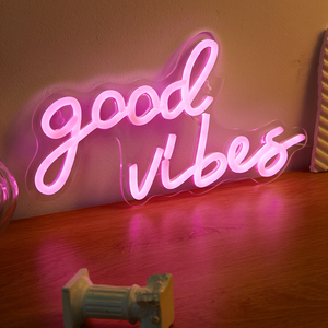 Good Vibes LED Neon Sign, 5V USB Powered Neon Light With Switch For Bedroom Wedding Birthday Party Game Room Home Wall Decor