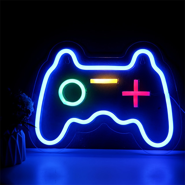 Game Neon Sign Gamepad Shape LED Neon Lights Signs for Wall Decor Gaming Controller LED Neon Signs for Boys Gamer Children Teen Room Decor Light Up Bedroom Game Room Gaming Party