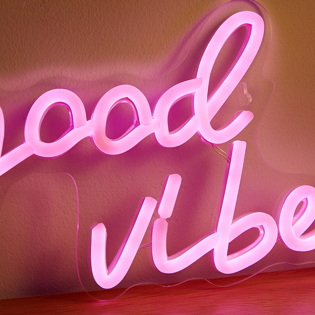 Good Vibes LED Neon Sign, 5V USB Powered Neon Light With Switch For Bedroom Wedding Birthday Party Game Room Home Wall Decor