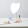 Heart Shaped Led Mirror, 3 Color Lights, Pink Led Dimming, Lithium Battery And Type-c USB Power