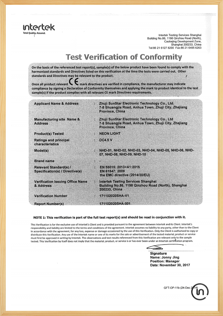 Led Neon Sign Test Report-2